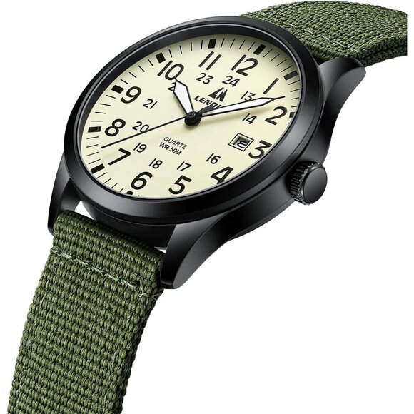 Men's Military Field Watch, Analog Quartz, Waterproof, Nylon Band, Sports Watch - Picture 3 of 9
